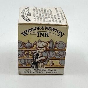 Vintage Winsor & Newton Drawing Ink Silver-Metallic Aluminium 1/2 fl oz 14 ml